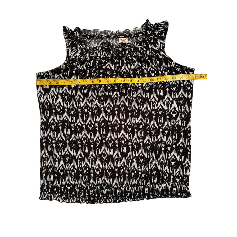 Faded Glory Smocked Blouse Womens 1X / 16W Black & White Summer Lightweight - Picture 8 of 12